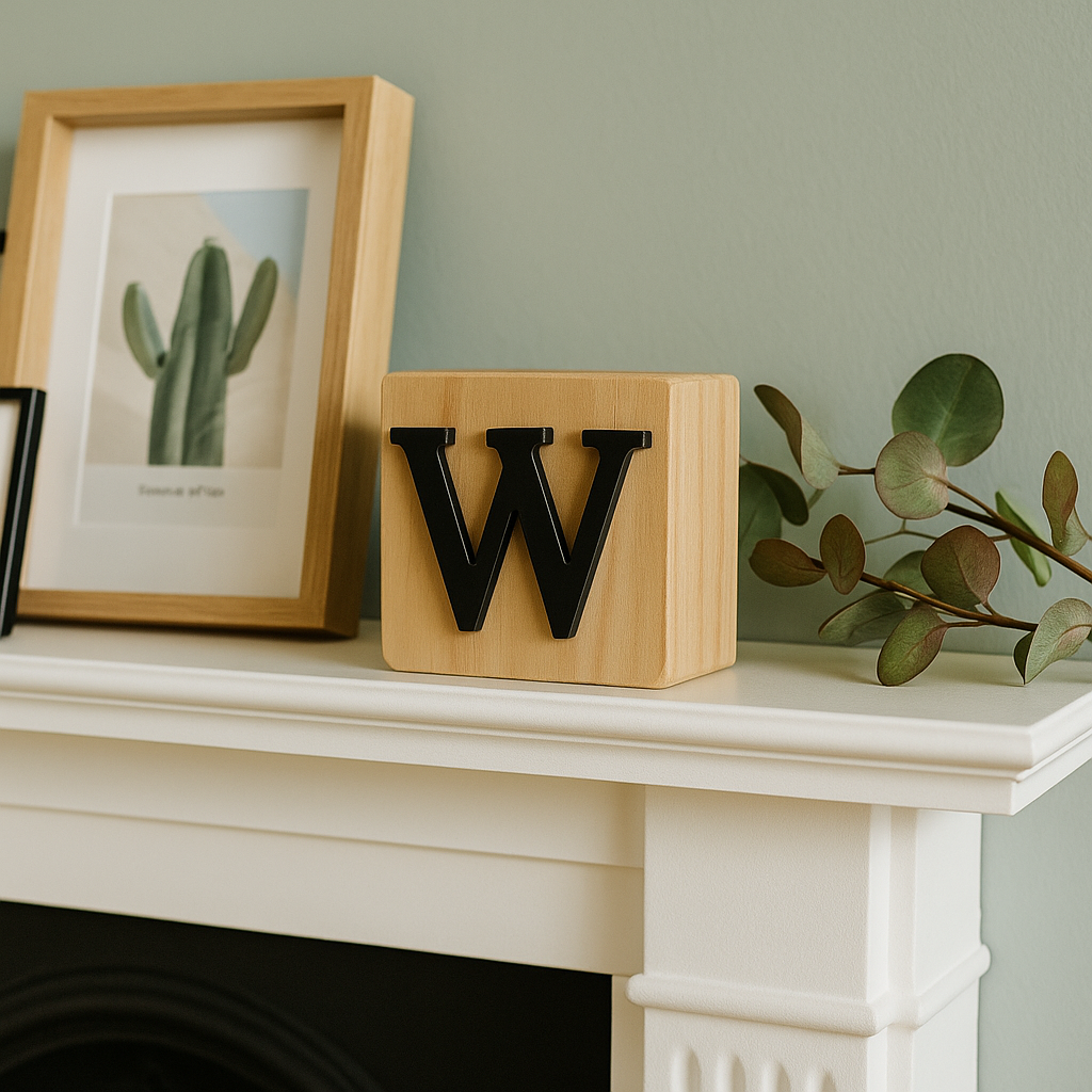 Black Wooden Letter Block W