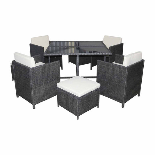 8 - Piece Grey & White Rattan Outdoor Patio Furniture Set - Future Decor