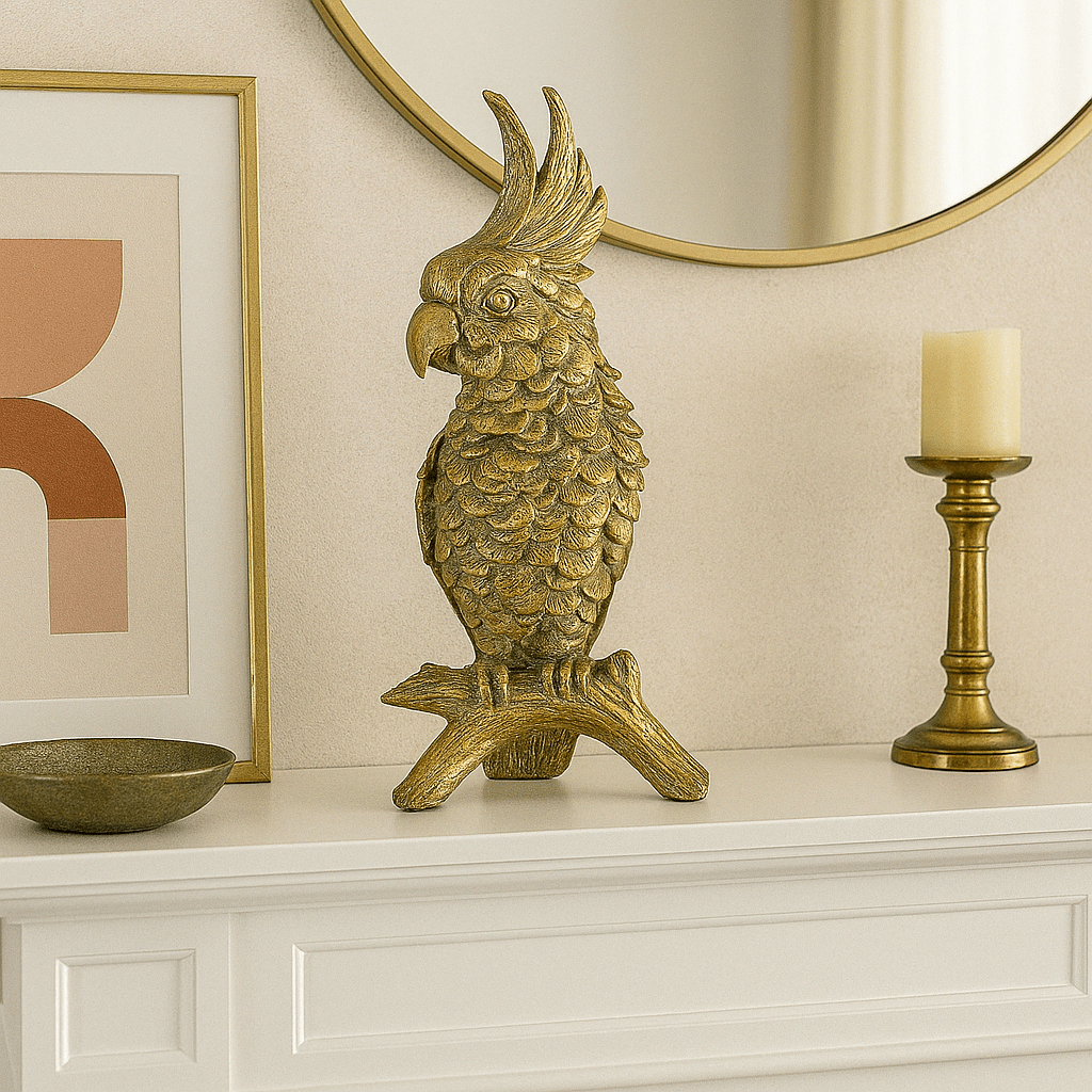 Animal Craft - Gold Cockatoo On Perch - Future Decor