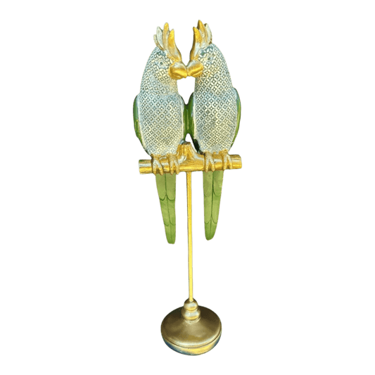 Animal Craft - Pair Green, Gold, White Parrots - Future Decor