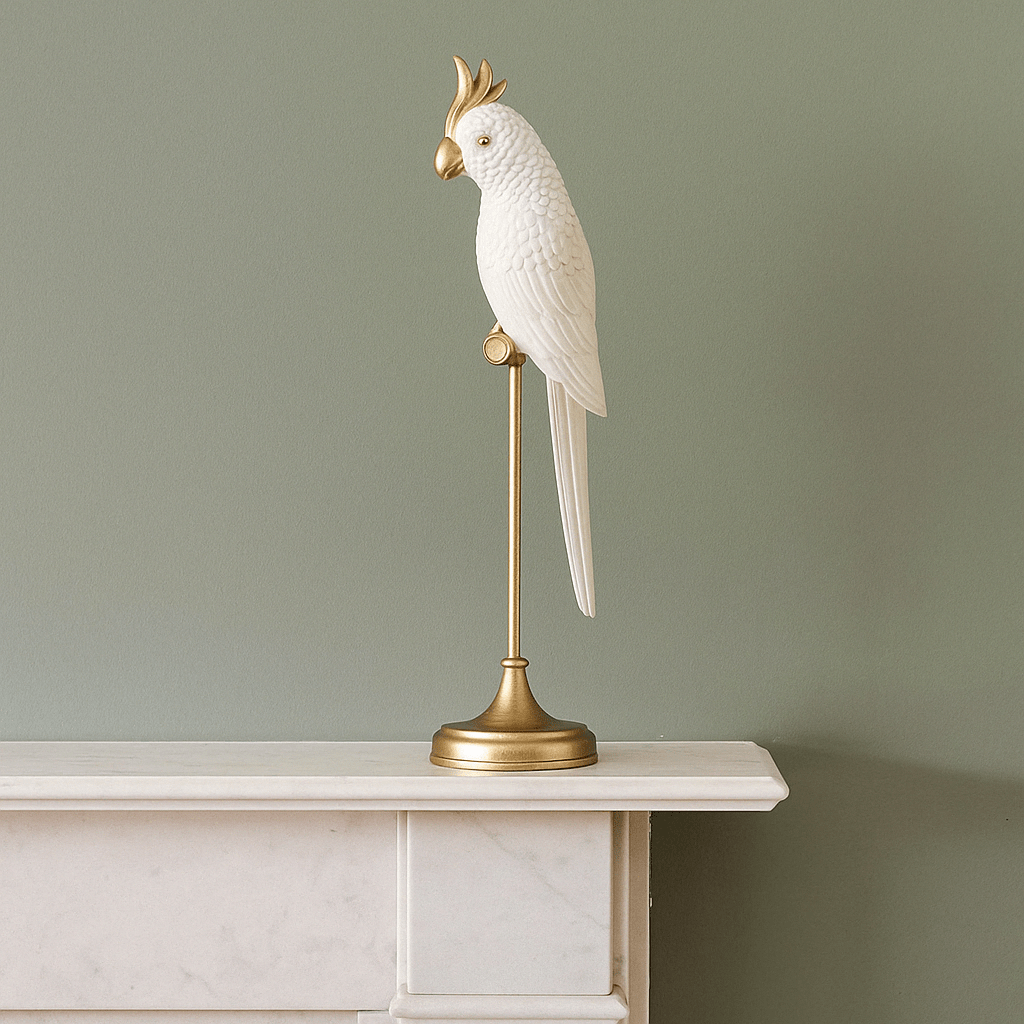 Animal Craft - White, Gold Parrot - Future Decor