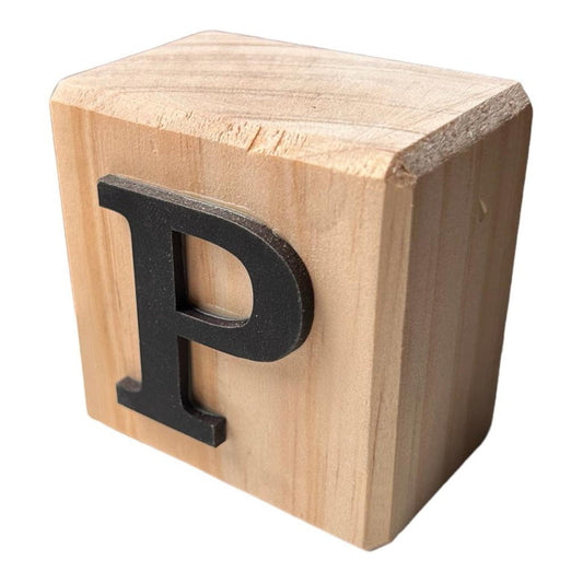 Black Handcrafted Letter Block P - Future Decor