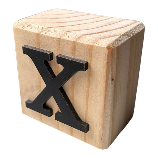 Black Handcrafted Wooden Letter X Block - Future Decor