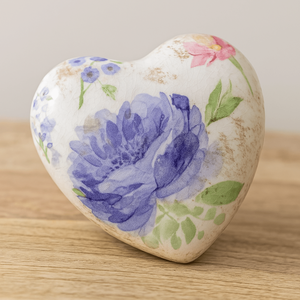 Ceramic Decor Heart - Large Purple Flower - Future Decor