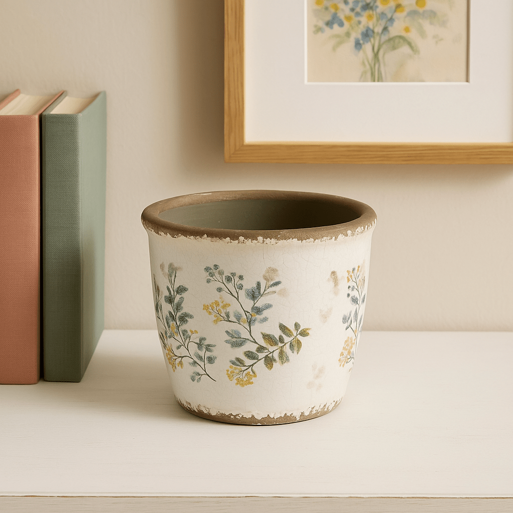 Ceramic Pot - Yellow Flowers - Future Decor
