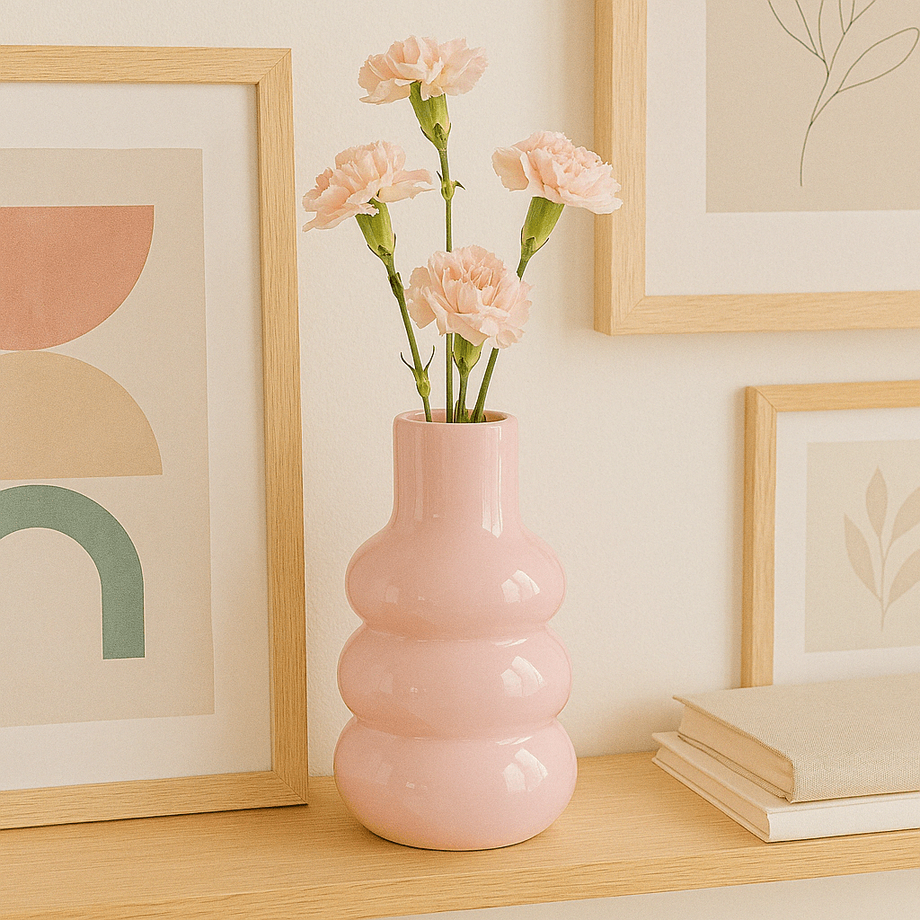 Ceramic Vase - Light Glazed Purple Three Rings - Future Decor