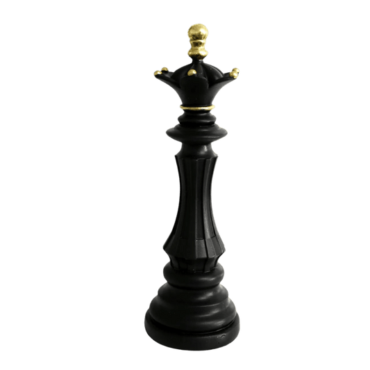 Chess Piece - Black, Gold Trimming Queen - Future Decor