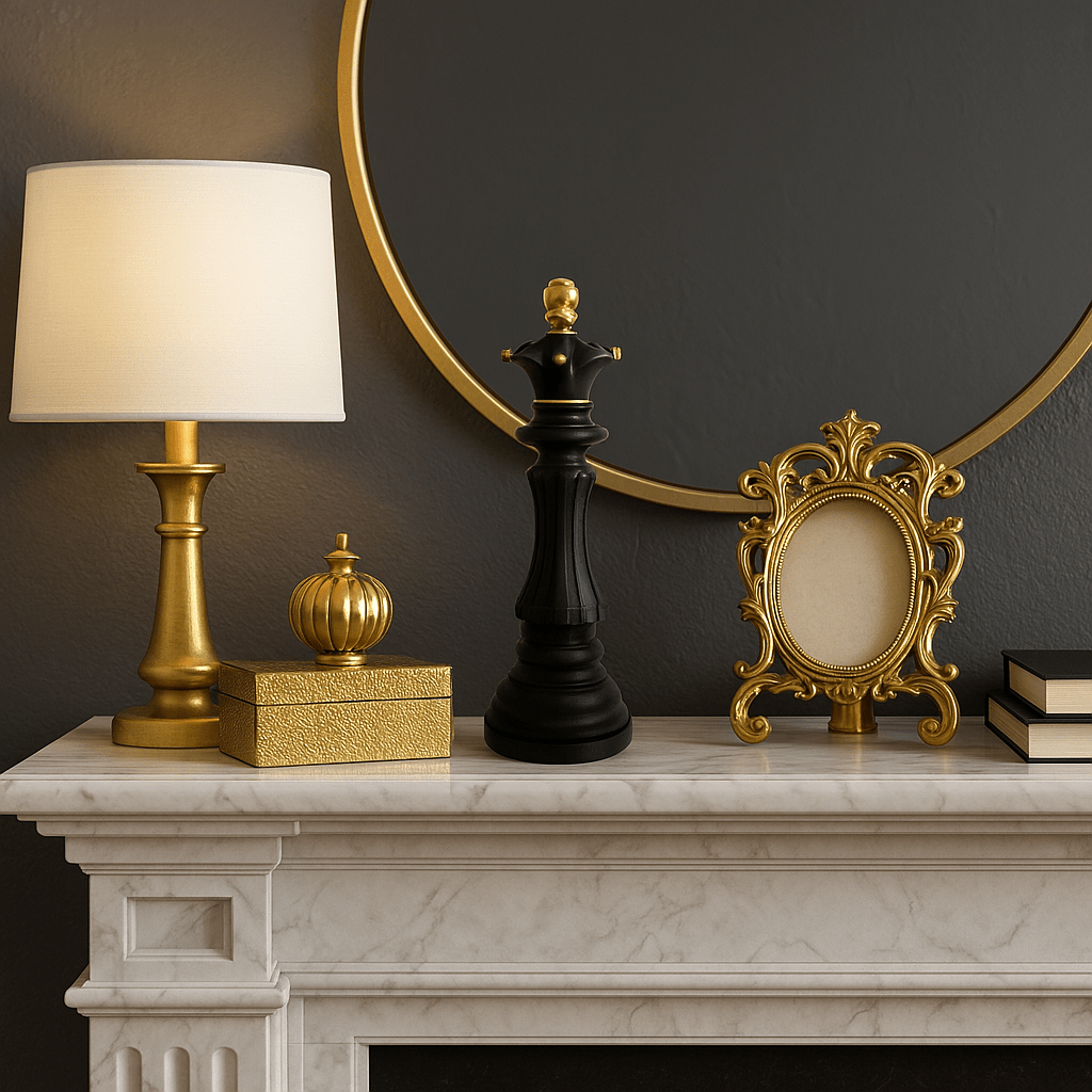 Chess Piece - Black, Gold Trimming Queen - Future Decor