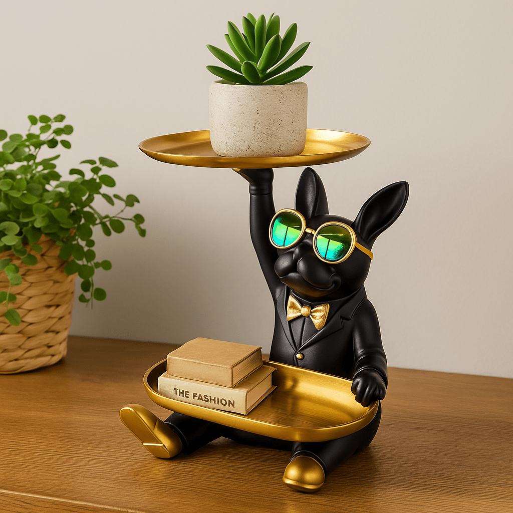 Cool Dog Craft - Black Thumbs Up, Two Gold Plates - Future Decor