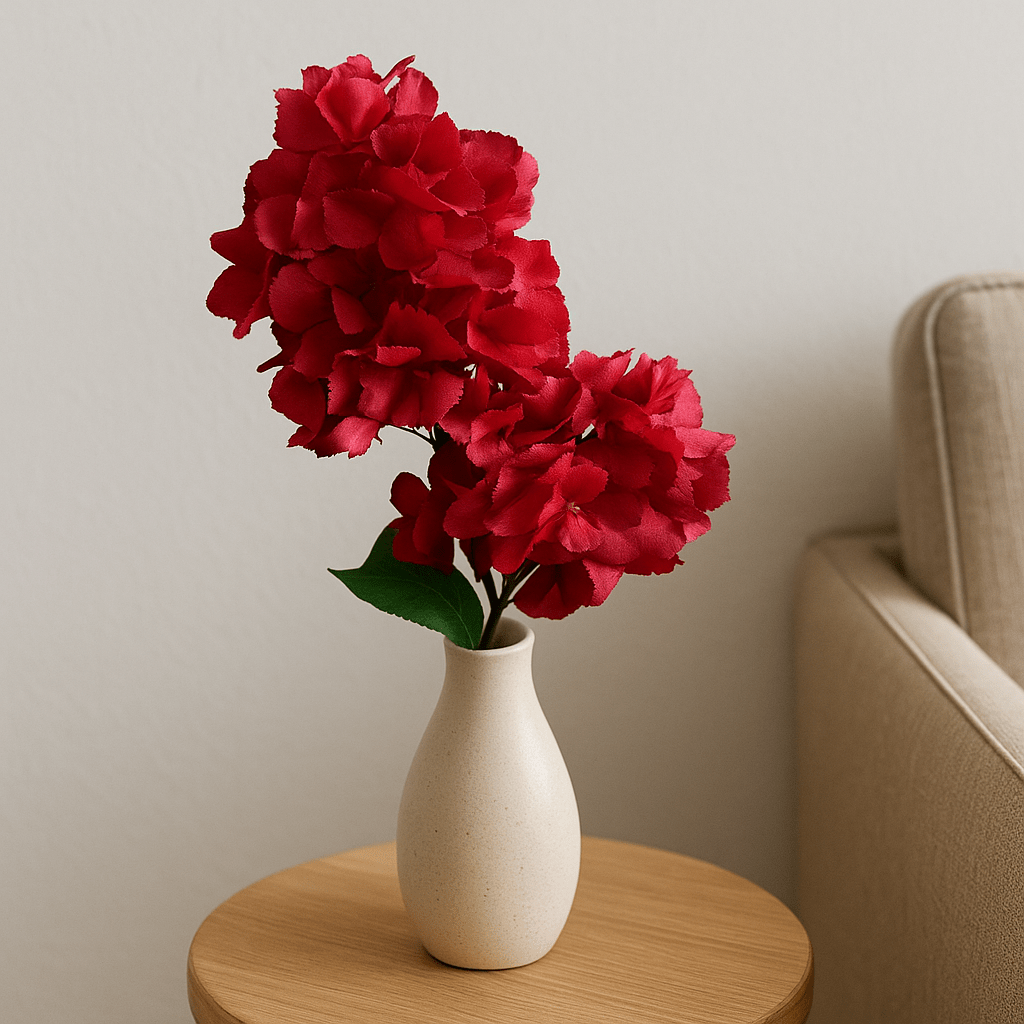 Deep Red Faux Bigleaf Hydrangea Flower - Future Decor