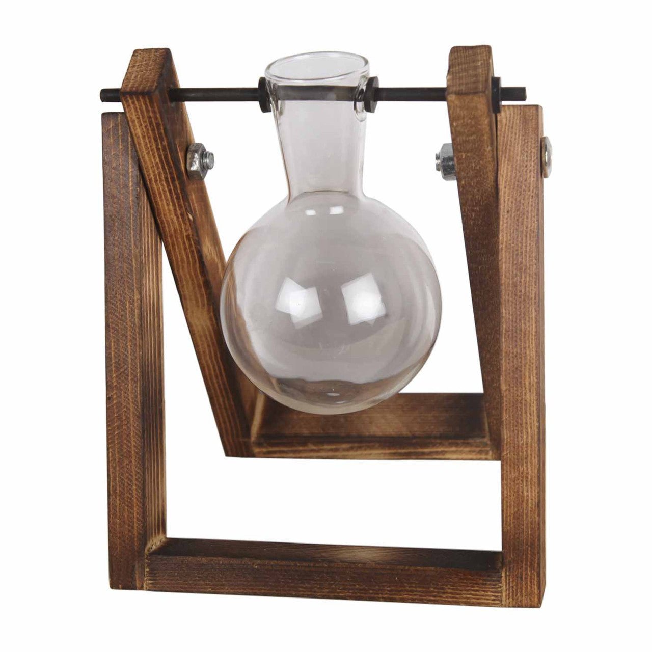 Elegant Glass Vase with Wooden Stand - Future Decor