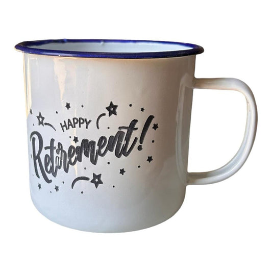 Engraved Happy Retirement Enamel Mug - Future Decor