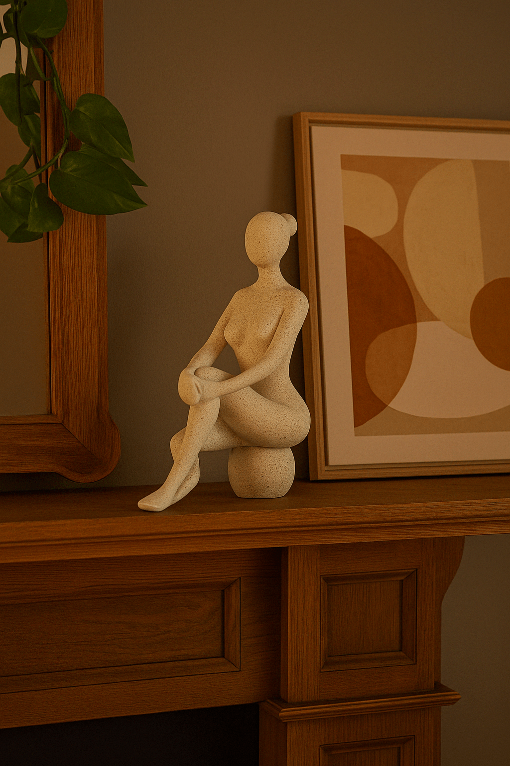 Figurine Craft - White Speckled Sitting Lady - Future Decor