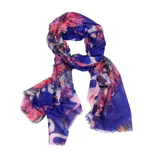 Flamingoes On Blue Scarf - Future Decor