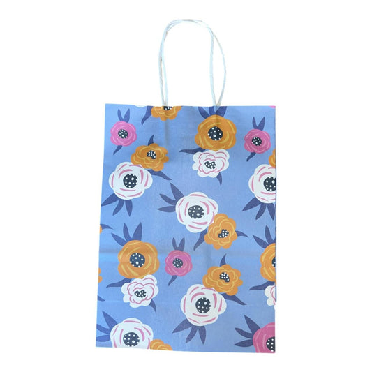 Garden Rose Blue Floral Small Gift Bag - 12 Pack - Future Decor