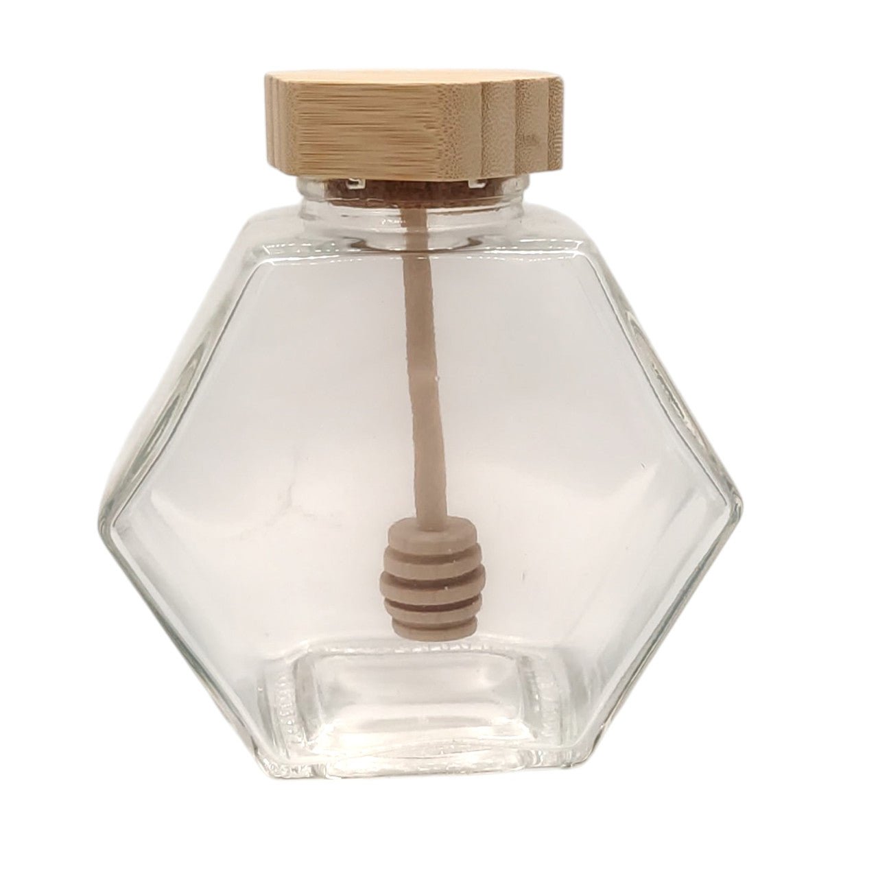 Glass Honey Pot, Wooden Lid And Spoon - 380ml - Future Decor