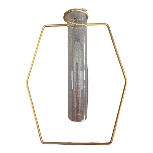 Hexagon Hanging Gold Frame with Vase - Future Decor