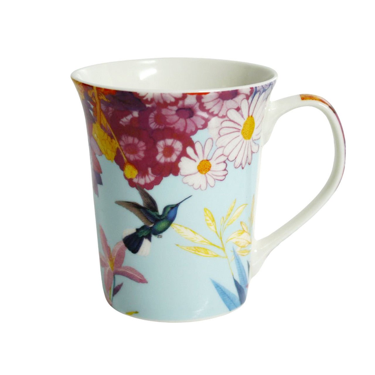Hummingbird & Floral Blue Ceramic Mug - Future Decor