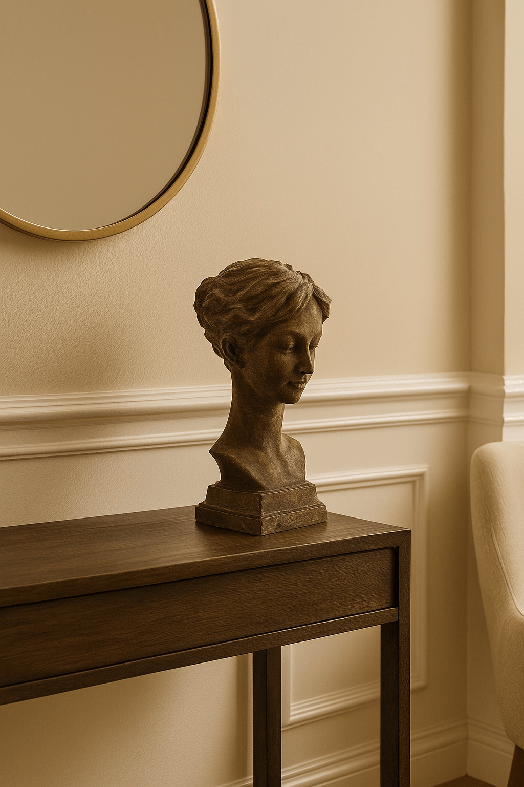 Large Gold And Grey Female Statue - Future Decor