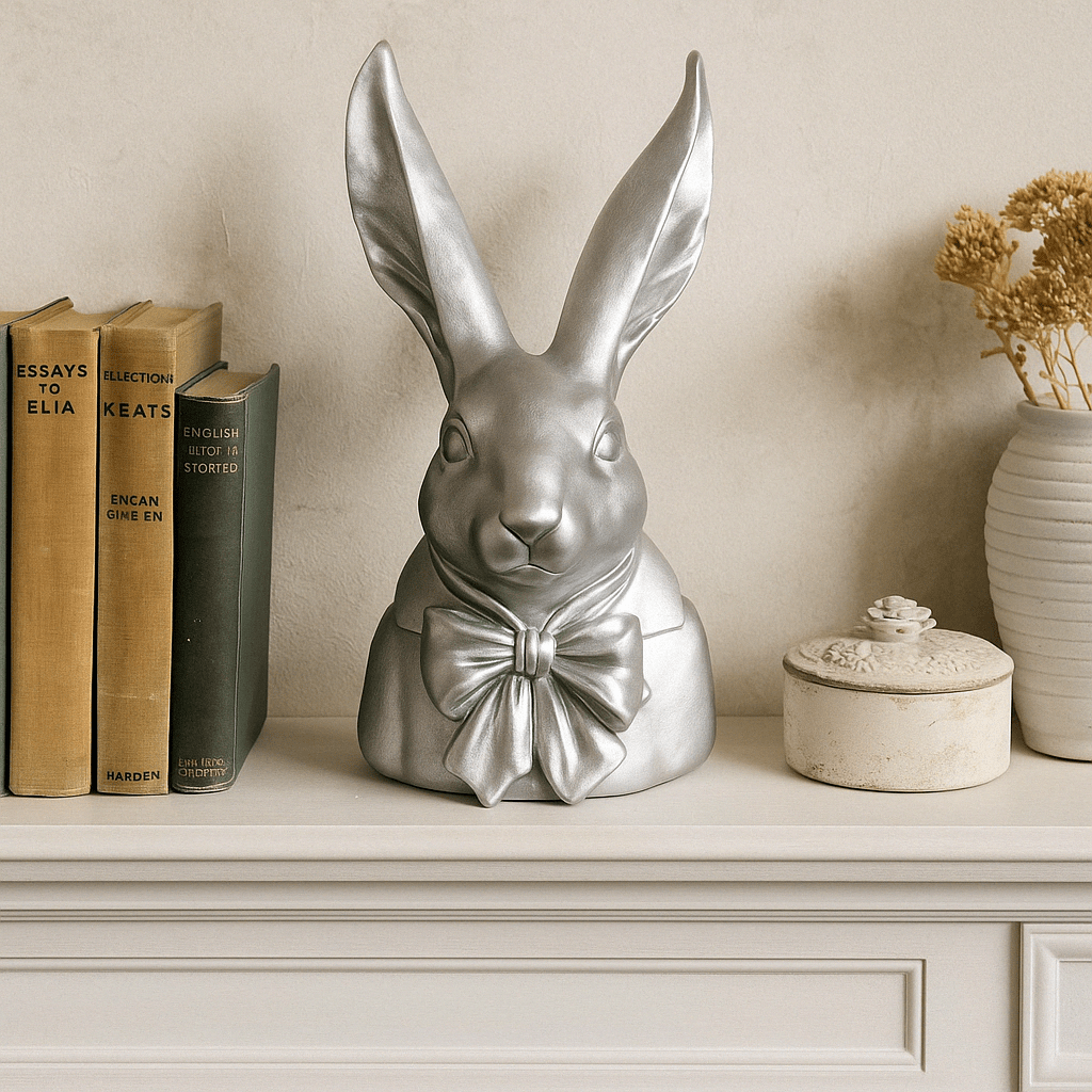 Large Silver Gentleman Bunny Bust - Future Decor