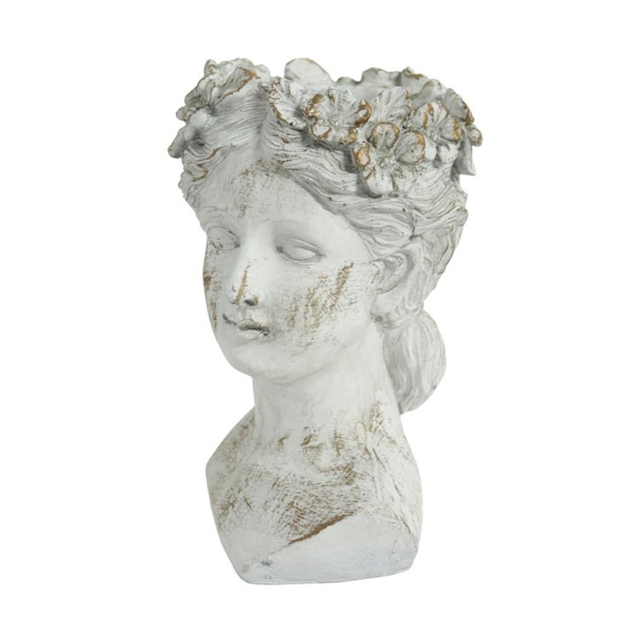 Large White And Gold Ceramic Female Bust - Future Decor