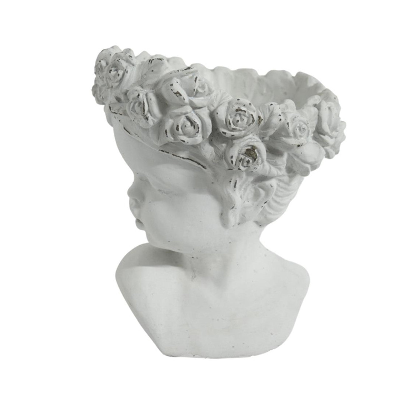Large White Ceramic Face Planter with Flower Crown - Future Decor