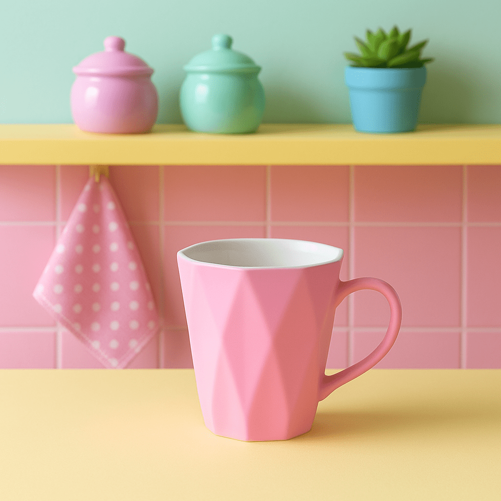 Light Pink Diamond Pattern Ceramic Mug - Future Decor