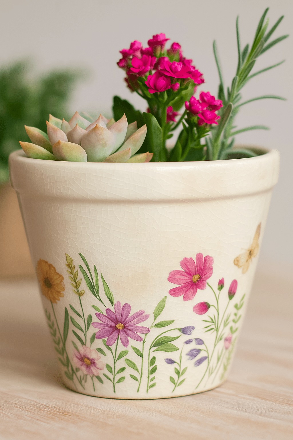 Medium Ceramic Pot - Wild Flower Garden - Future Decor