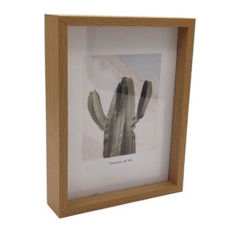 Medium Floating Photoframe with Cactus Image and Light Brown Frame - Future Decor