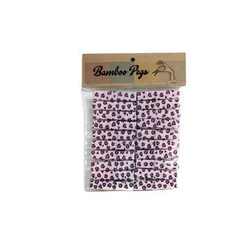Pink Leopard Print Bamboo Pegs - Set of 20 - Future Decor