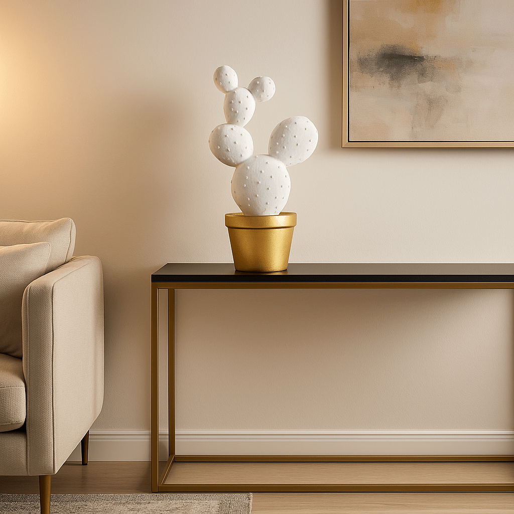 Plant Craft - White & Gold Cactus - Future Decor