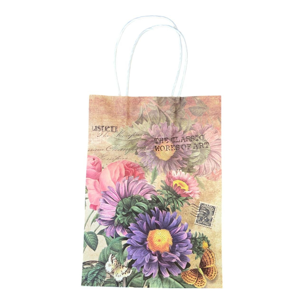 Purple Wildflower Vintage Small Gift Bags - Set of 12 - Future Decor