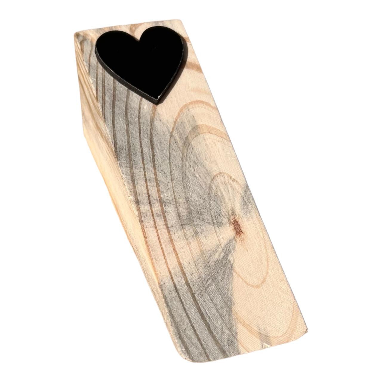 Rustic Black Heart Wooden Door Wedge - Future Decor