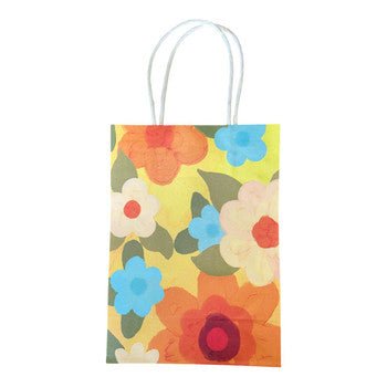 Small Floral Gift Bags Set - 12 Pack, Yellow - Future Decor