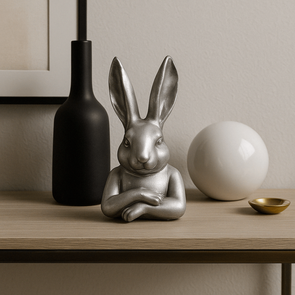 Small Grey Crossed Arm Bunny - Future Decor