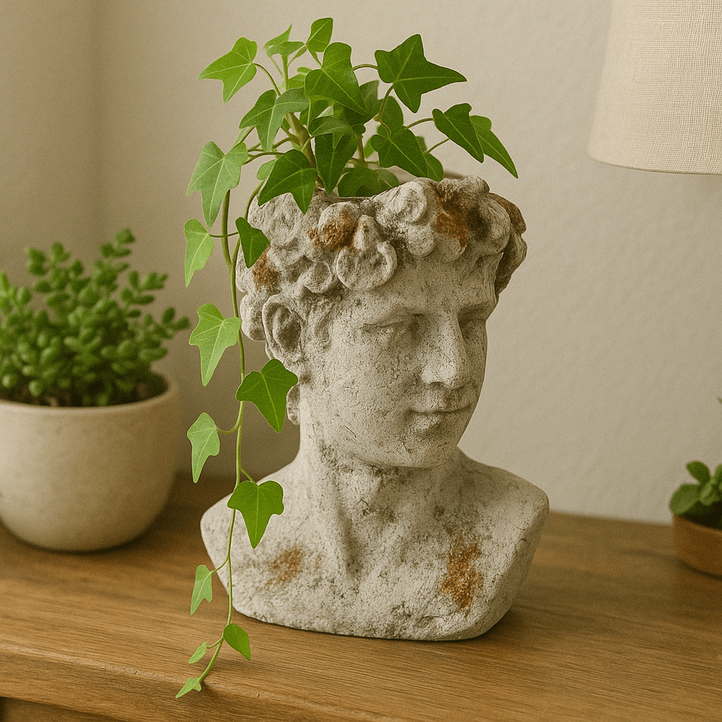 Small Rough Ceramic Grey Male Bust - Future Decor