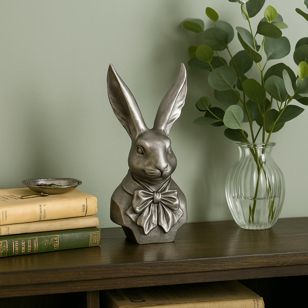 Small Silver Gentleman Bunny Bust - Future Decor