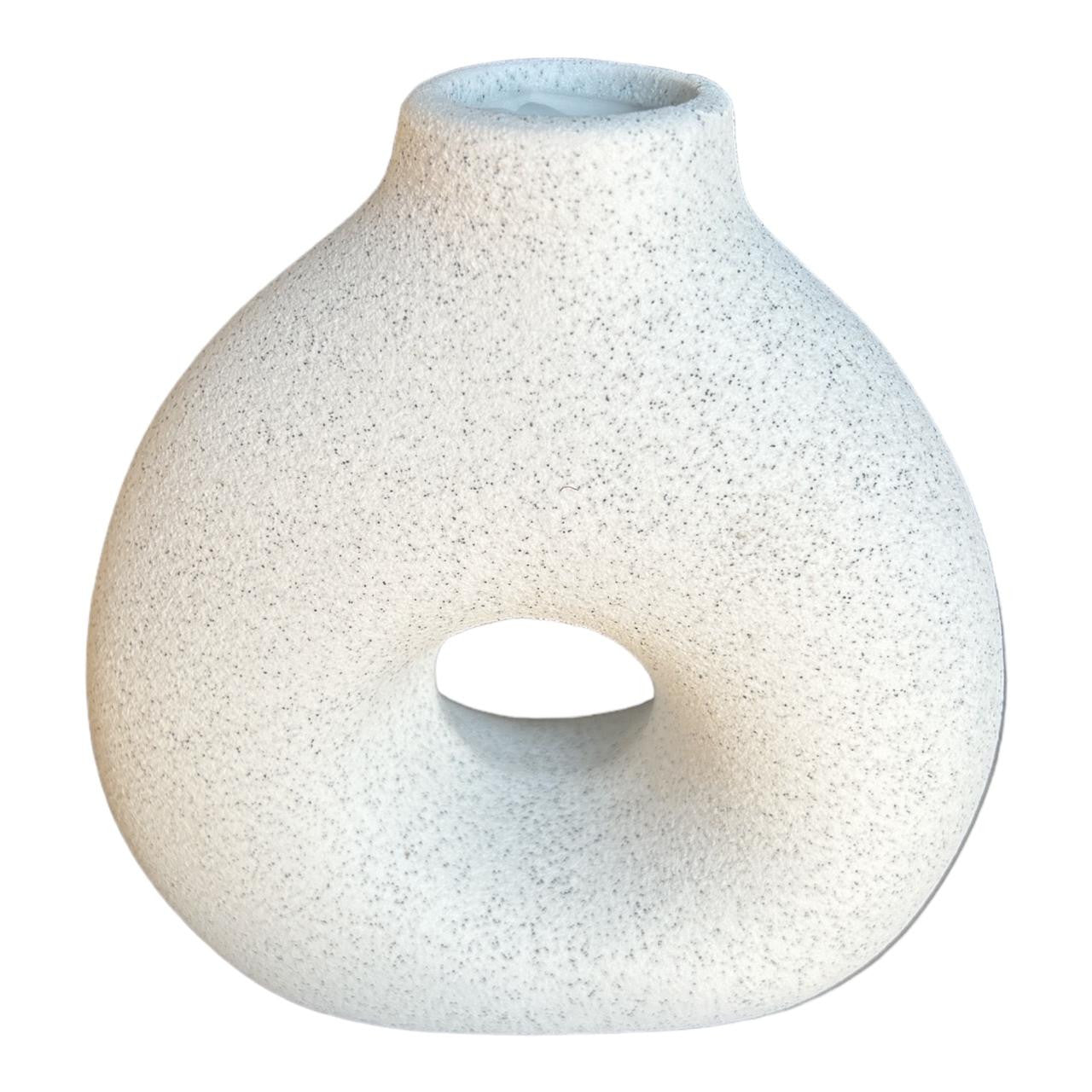 Small White Ceramic Doughnut Vase - Future Decor