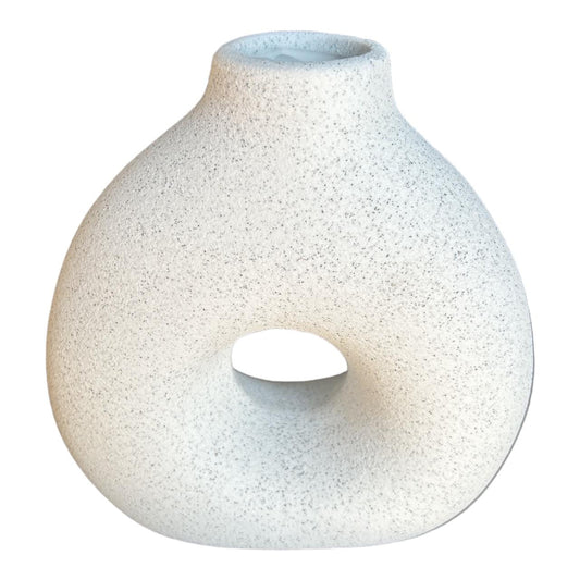 Small White Ceramic Doughnut Vase - Future Decor