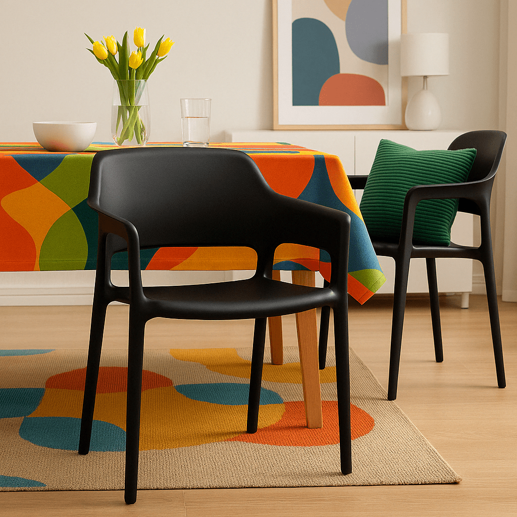 Solid Stackable Black Chair - Future Decor