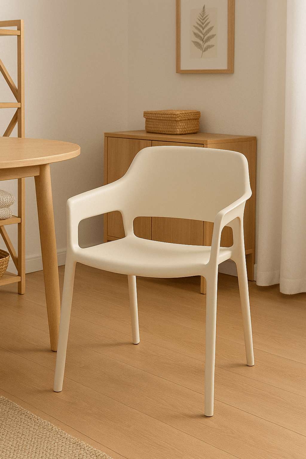 Solid Stackable Cream Chair - Future Decor