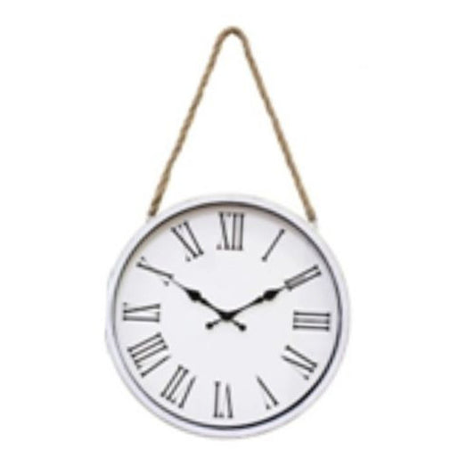 Wall Clock - Hanging On Rope Roman Numbers - Future Decor