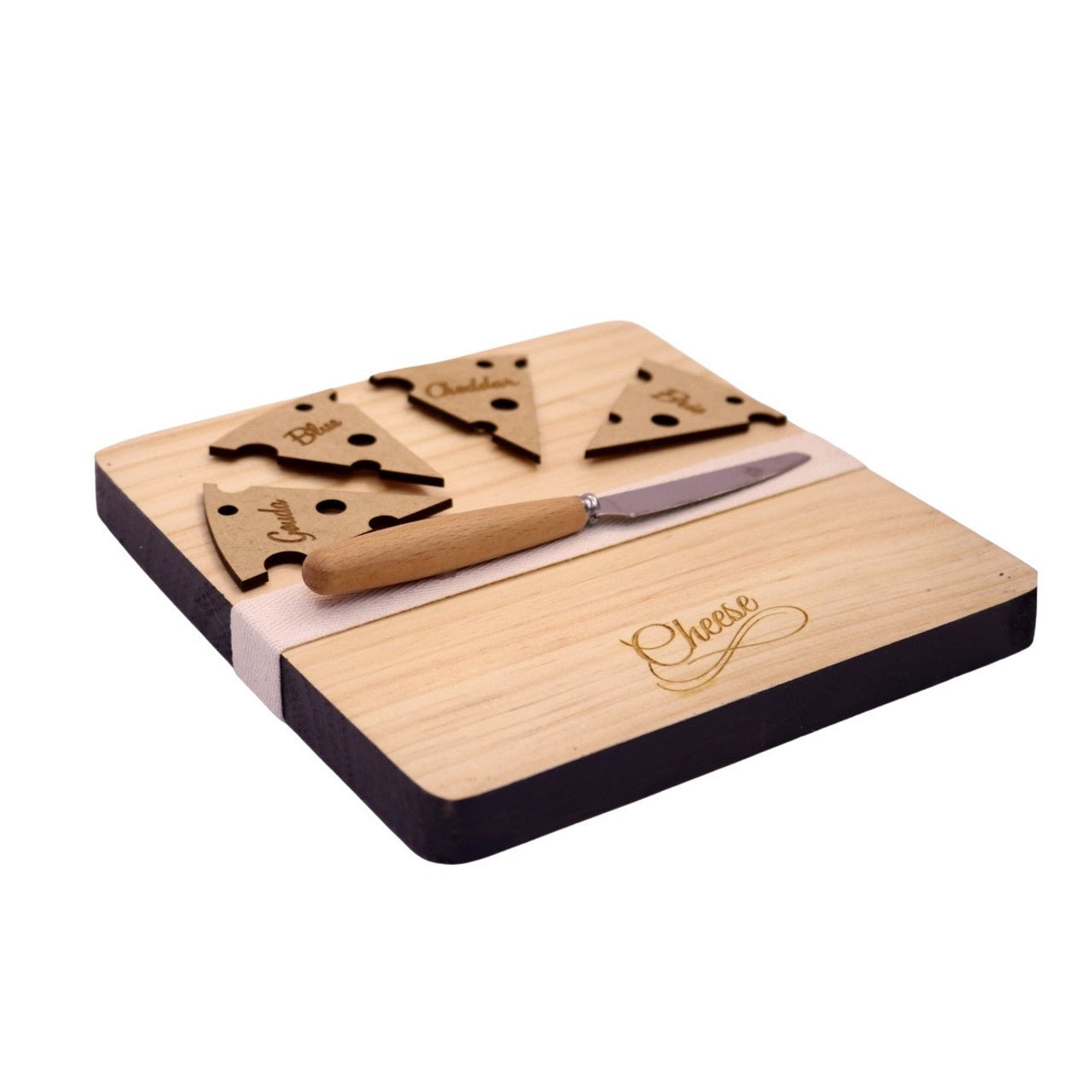 Wooden Cheese Board with 4 Cheese Pegs - Sage Smoke - Future Decor