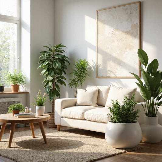 creative interior styling with small white ceramic plant pots