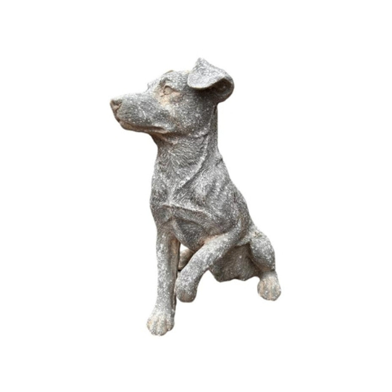 Grey and White Dog Figurine Giving Paw