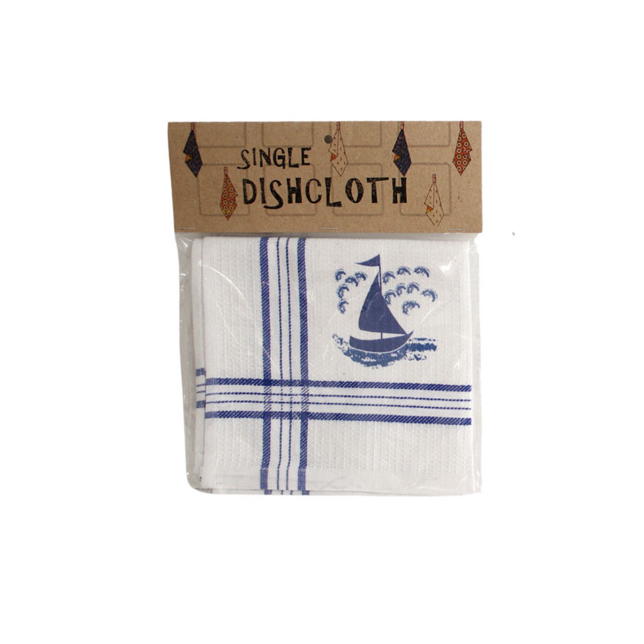 Blue Boat Patterned Cotton - Poly Dishcloth - Future Decor