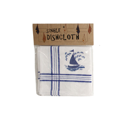 Blue Boat Patterned Cotton - Poly Dishcloth - Future Decor
