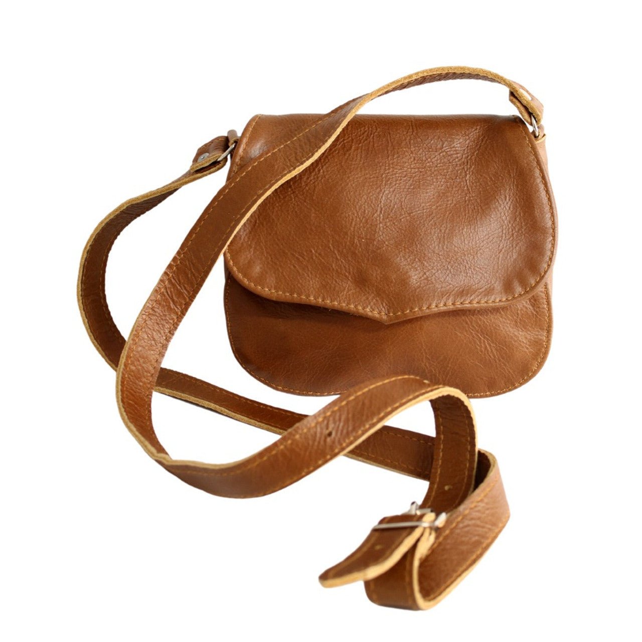 Brown Leather Tulip Envelope Sling Bag - Future Decor