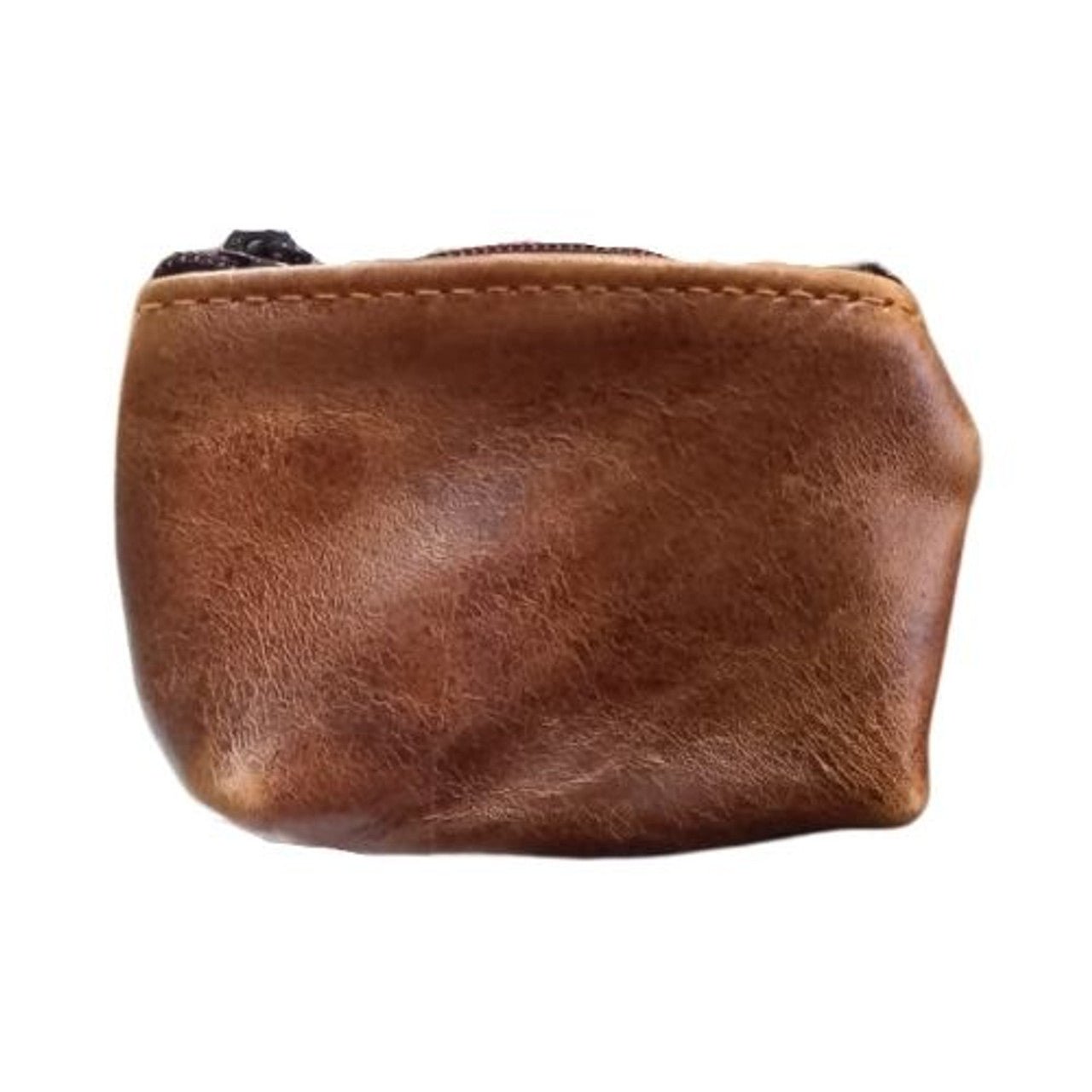 Compact Brown Leather Coin Pouch - Future Decor