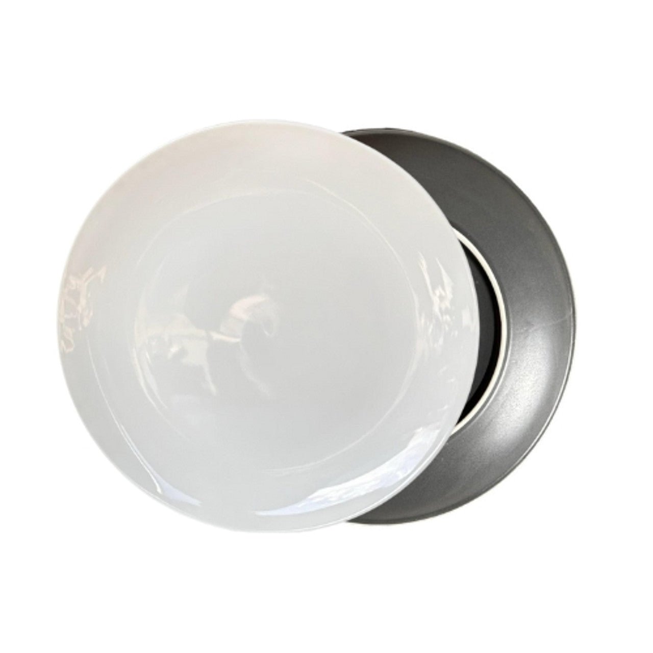 Elegant Black and White Ceramic Dinner Plate - Future Decor